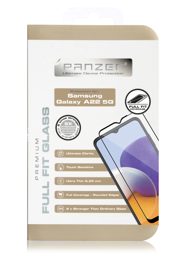 PanzerGlass Edge to Edge - Samsung Galaxy A22 5G Verre trempé Protection  d'écran - Compatible Coque - Noir 4-117795 